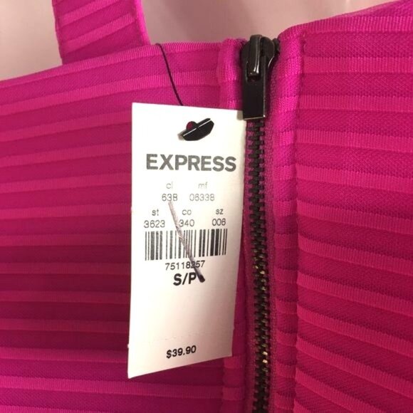Express Womens Crop Top Pink/Black Style 75118257 Zip Back Size S/P NWT - Picture 5 of 5